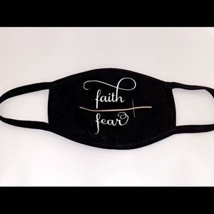 Black face mask. Faith over fear